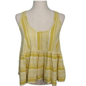 𝅺LILYA Women's  Cami Tank Top Striped Ruffle yellow Size X/Small